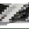 Mexen Kioto+ perete de duș cu raft și cuier 70 x 200 cm, transparent/Model negru 8 mm, Aurie - 800-070-121-50-77