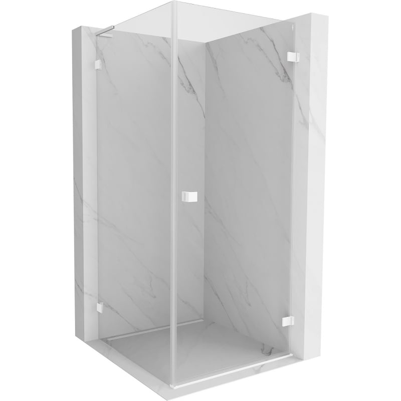 Mexen Lunar-B L cabină de duș pivotantă dreaptă 70 x 70 cm, transparent, albă - 832L-070-070-20-00-P