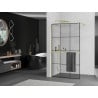 Mexen Kioto+ panou de duș cu raft Walk-in 100 x 200 cm, grilaj negru, auriu - 800-100-121-50-77