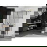 Mexen Kioto+ perete de duș cu raft și cuier 120 x 200 cm, transparent/Model negru 8 mm, Aurie - 800-120-121-50-77
