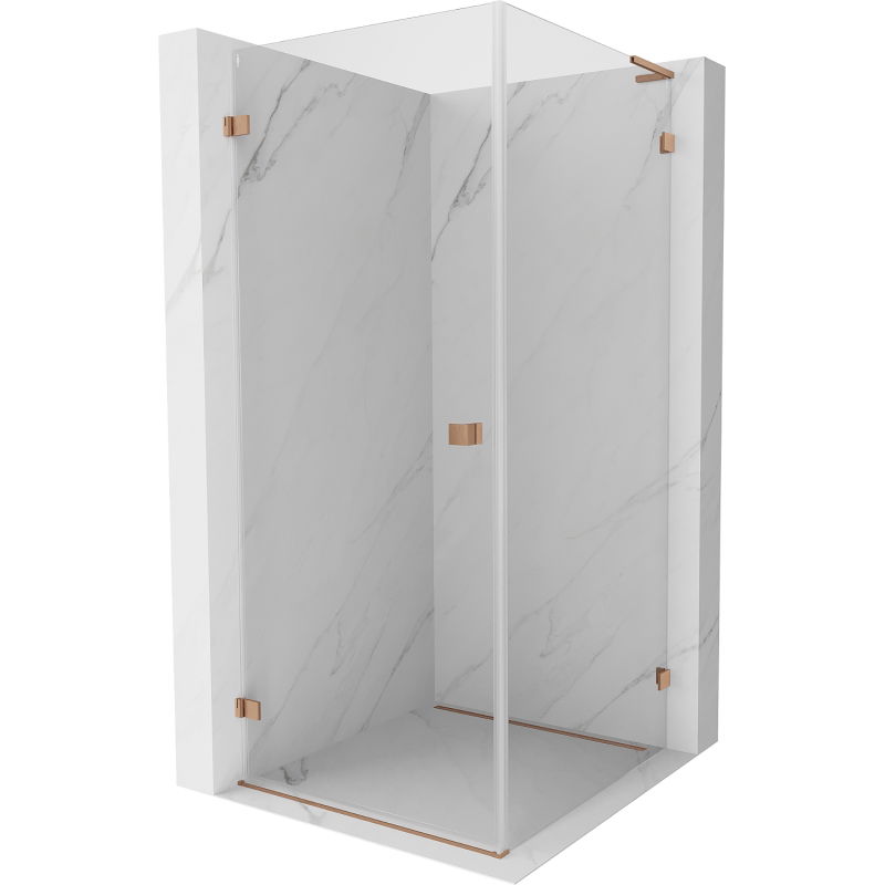 Cabină de duș Mexen Lunar-B L cu ușă batantă stânga 70 x 70 cm, transparentă, cupru periat - 832L-070-070-65-00-L
