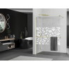 Mexen Kioto+ 70 x 200 cm-es Walk-in zuhanyfal polccal, fehér mintás, arany - 800-070-121-50-85