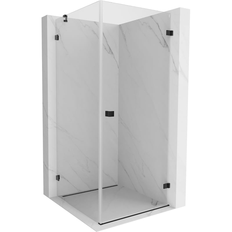 Cabina de duș Mexen Lunar-B, rabatabil dreapta 80 x 80 cm, transparentă, neagră - 832-080-080-70-00-P