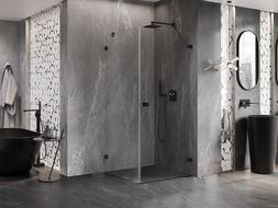 Mexen Lunar-B jobbos nyíló zuhanykabin 90 x 90 cm, átlátszó, fekete - 832-090-090-70-00-P