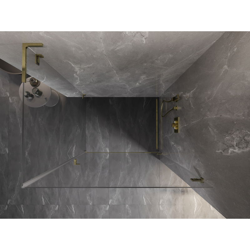 Mexen Lunar-B L cabină de duș pivotantă dreapta 90 x 80 cm, transparent, auriu - 832L-090-080-50-00-P