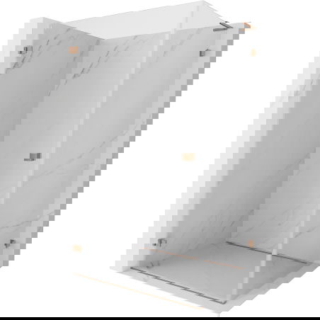Cabină de duș cu ușă batantă stânga Mexen Lunar-B L 95 x 90 cm, transparentă, cupru periat - 832L-095-090-65-00-L