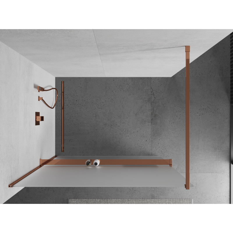 Mexen Kioto+ Walk-in zuhanyfal polccal 100 x 200 cm, zúzmara, rózsaarany - 800-100-121-60-30