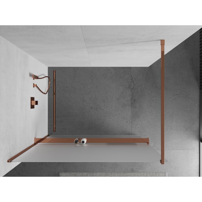 Mexen Kioto+ zuhanyfal polccal Walk-in 120 x 200 cm, fagyott, rózsaarany - 800-120-121-60-30
