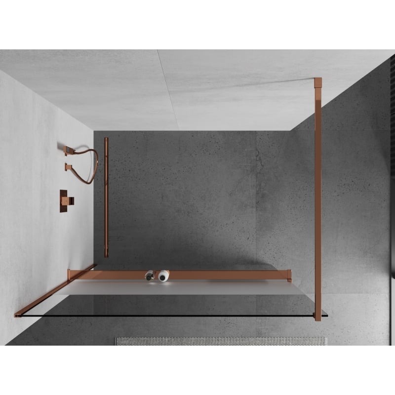 Mexen Kioto+ zuhanyfal polccal Walk-in 70 x 200 cm, átlátszó/zúgol, rózsaszín arany - 800-070-121-60-35