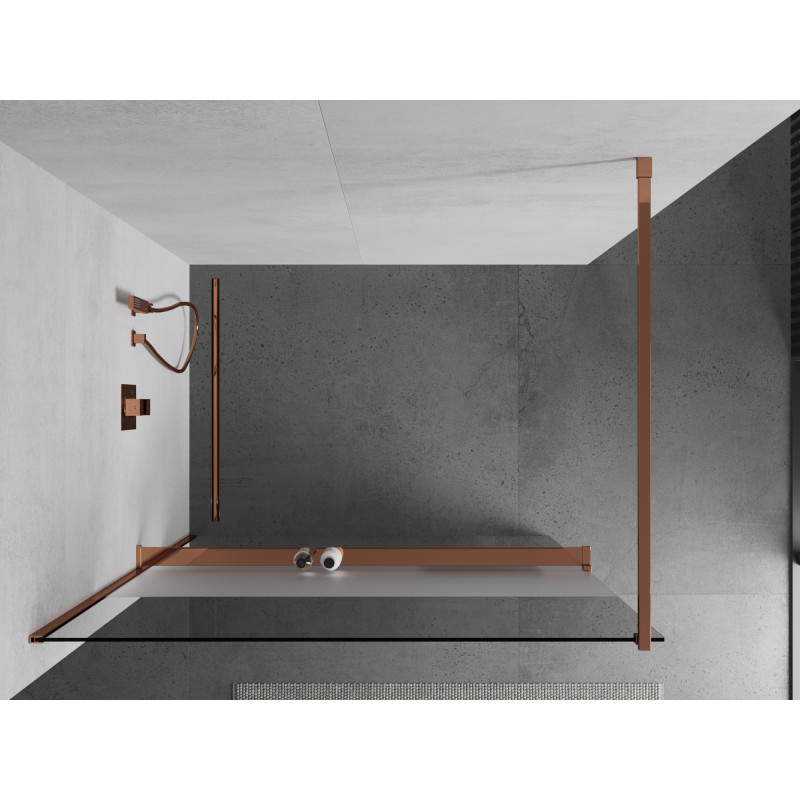 Mexen Kioto+ zuhanyfal polccal Walk-in 110 x 200 cm, átlátszó/fagyott, rózsaarany - 800-110-121-60-35