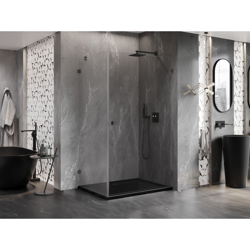 Mexen Lunar-B jobbos, nyíló zuhanykabin 100 x 90 cm, átlátszó, gunmetal - 832-100-090-95-00-P