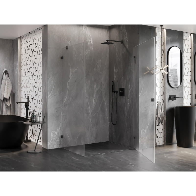 Mexen Lunar-B jobbos, nyíló zuhanykabin 100 x 90 cm, átlátszó, gunmetal - 832-100-090-95-00-P