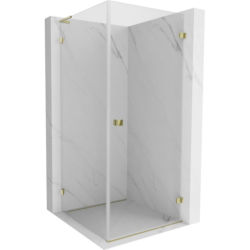 Cabină de duș Mexen Lunar-B L cu deschidere dreaptă 90 x 90 cm, transparentă, aurie - 832L-090-090-50-00-P
