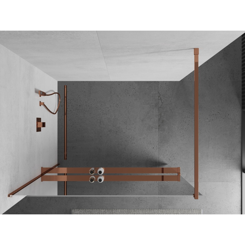 Mexen Kioto+ panou de duș cu raft Walk-in 80 x 200 cm, oglindă, auriu roz - 800-080-121-60-50