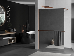 Mexen Kioto+ zuhanyfal polccal Walk-in 100 x 200 cm, tükör, rózsaarany - 800-100-121-60-50