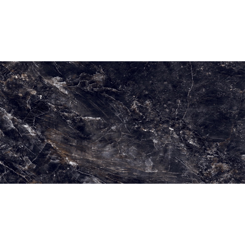 Mexen Rokocha Fekete mázas gres rekt. G1, padló- és falcsempe 120 x 60 cm, magasfényű - TL205-120-060-01