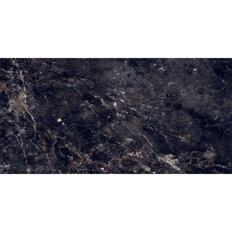Mexen Rokocha Gres negru lustruit rectificat G1, placă pardoseală-perete 120 x 60 cm, luciu înalt - TL205-120-060-01
