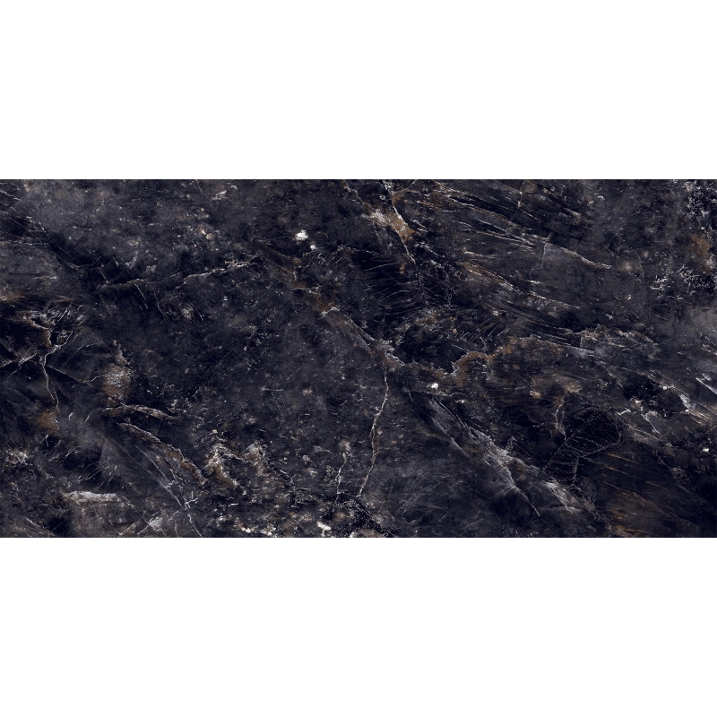 Mexen Rokocha Gres negru lustruit rectificat G1, placă pardoseală-perete 120 x 60 cm, luciu înalt - TL205-120-060-01