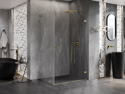 Mexen Lunar-B L cabina de duș cu ușă pivotantă dreapta 90 x 70 cm, transparent, finisaj auriu periat - 832L-090-070-55-00-P