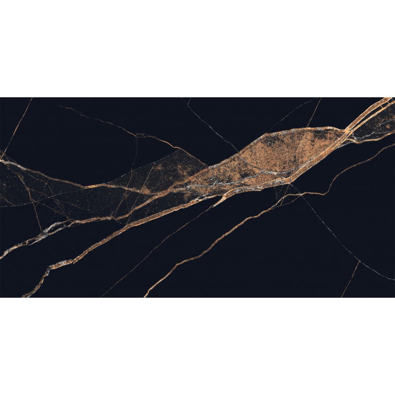 Mexen Fossil Fekete mázas gres burkolólap rek. 120 x 60 cm, magas fényű - TL213-120-060-00