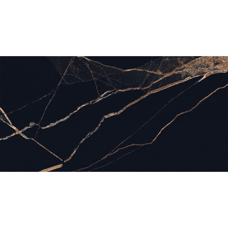 Mexen Fossil Fekete mázas gres burkolólap rek. 120 x 60 cm, magas fényű - TL213-120-060-00