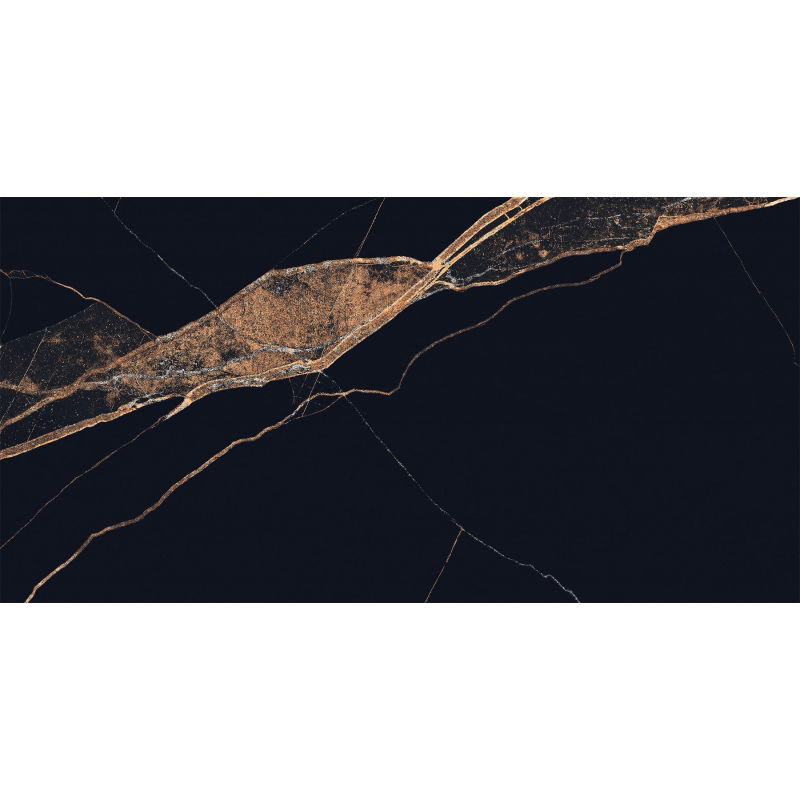 Mexen Fossil Fekete mázas gres burkolólap rek. 120 x 60 cm, magas fényű - TL213-120-060-00