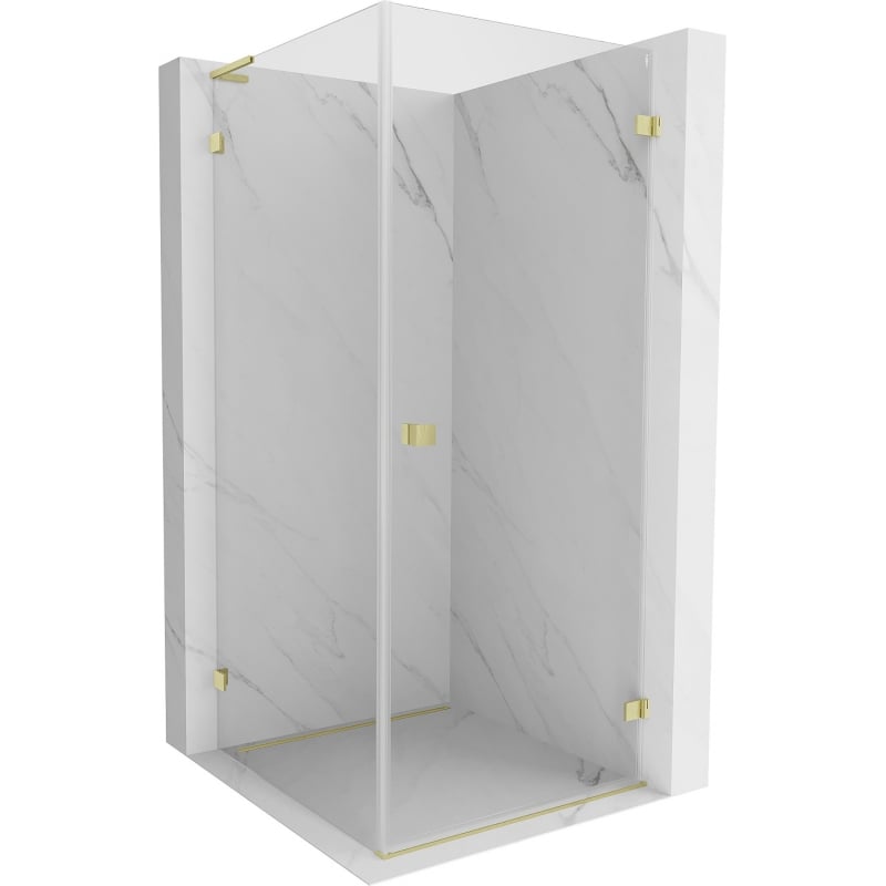 Cabină de duș cu deschidere pe dreapta Mexen Lunar-B L 80 x 80 cm, transparentă, aurie periată - 832L-080-080-55-00-P