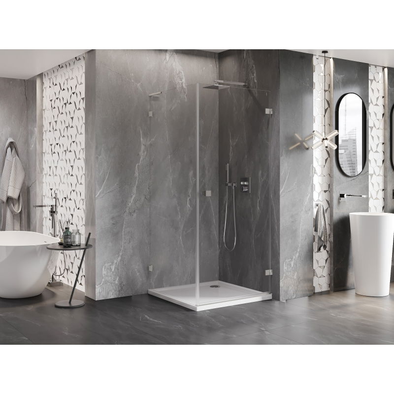 Mexen Lunar-B L cabină de duș cu ușă dreaptă pivotantă 70 x 70 cm, transparentă, nichel periat - 832L-070-070-97-00-P