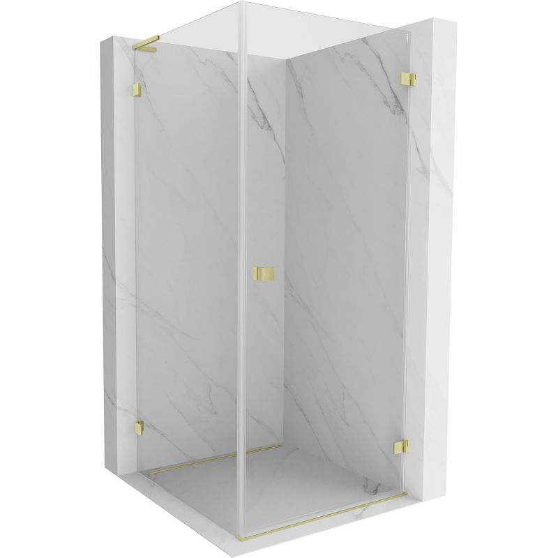 Mexen Lunar-B L cabină de duș culisantă dreaptă 100 x 100 cm, transparent, auriu periat - 832L-100-100-55-00-P