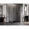 Cabină de duș Mexen Lunar-B L cu ușă batantă dreapta 100 x 80 cm, transparentă, aur roz - 832L-100-080-60-00-P