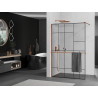 Mexen Kioto+ zuhanyfal polccal Walk-in 100 x 200 cm, fekete mintás, rózsaszín arany - 800-100-121-60-78