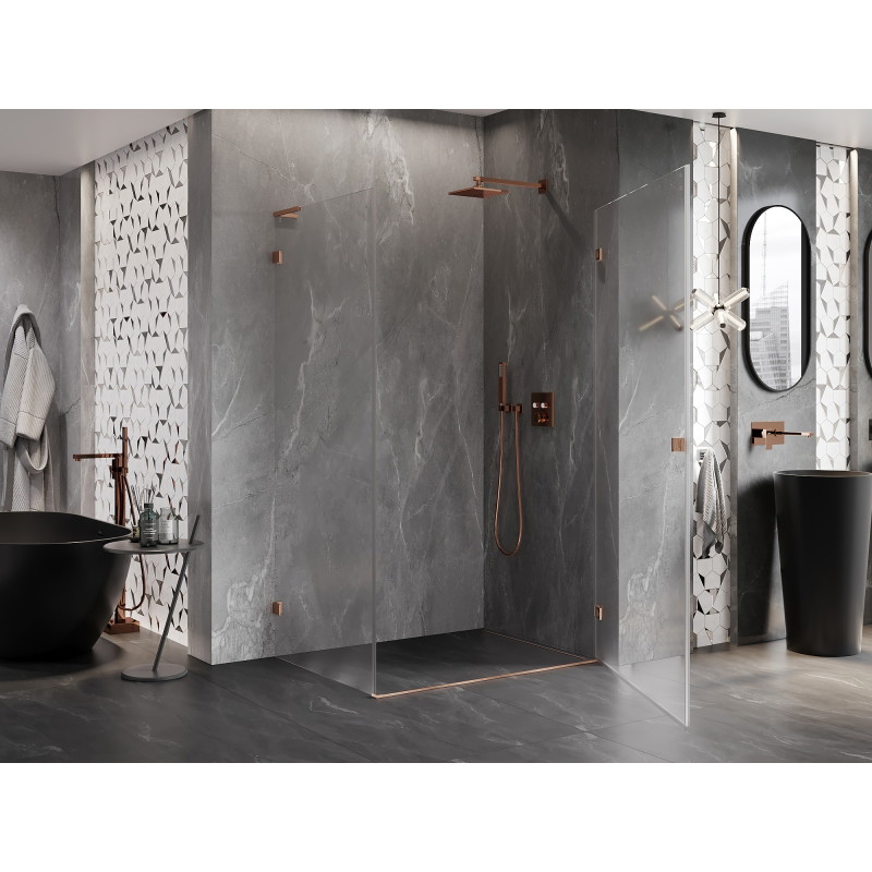 Mexen Lunar-B L cabină de duș cu deschidere dreapta 95 x 80 cm, transparent, cupru periat - 832L-095-080-65-00-P