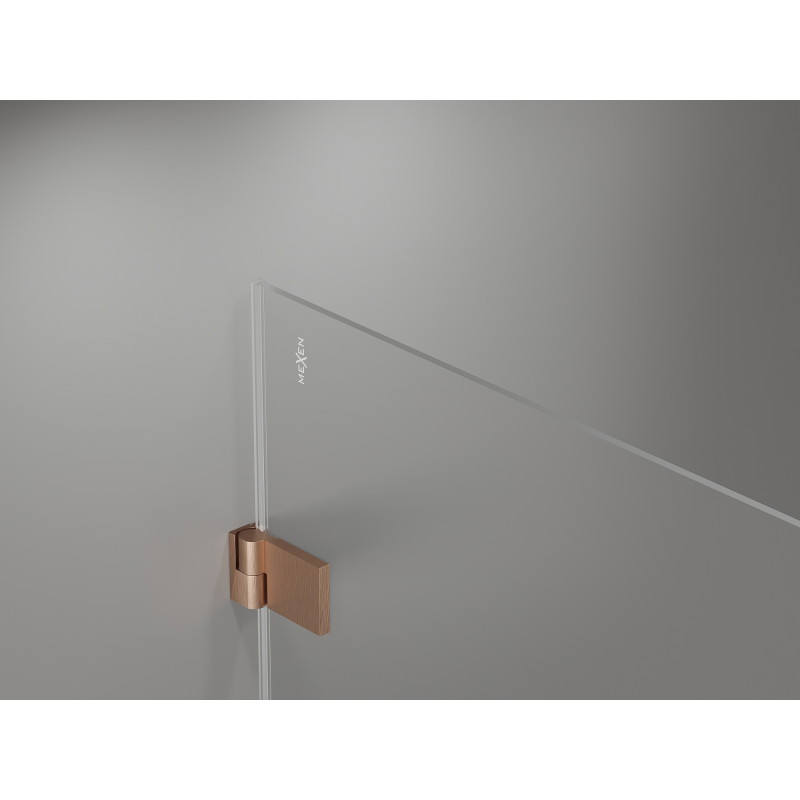 Mexen Lunar-B L jobbra nyíló lengő zuhanykabin 95 x 80 cm, átlátszó, csiszolt réz - 832L-095-080-65-00-P
