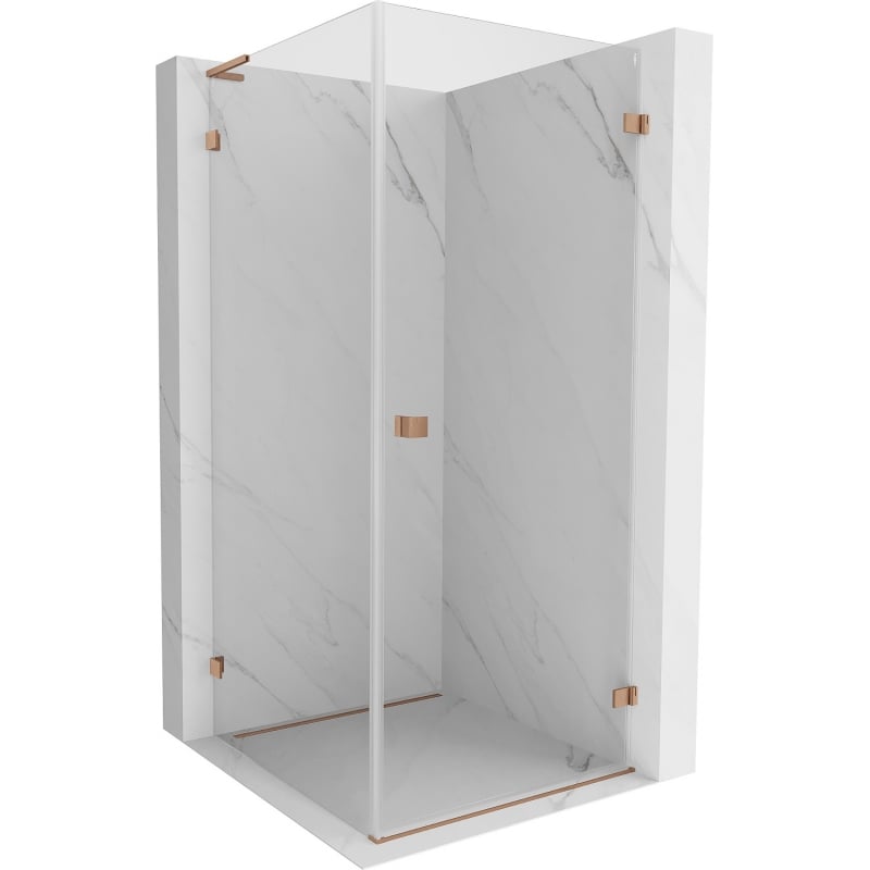 Cabină de duș Mexen Lunar-B L batantă dreapta 100 x 100 cm, transparent, cupru periat - 832L-100-100-65-00-P