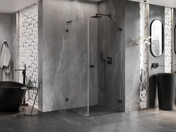 Mexen Lunar-B L cabina de duș batantă dreapta 100 x 100 cm, transparentă, neagră - 832L-100-100-70-00-P