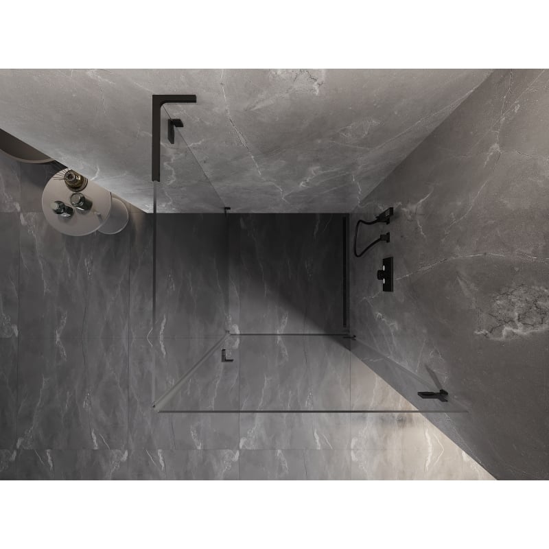 Mexen Lunar-B L cabina de duș batantă dreapta 100 x 100 cm, transparentă, neagră - 832L-100-100-70-00-P