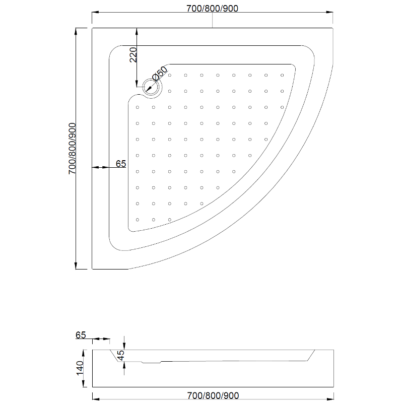 Mexen Rio félköríves zuhanykabin 70 x 70 cm, fehér csíkok, króm + zuhanytálca, fehér - 863-070-070-01-20-4710