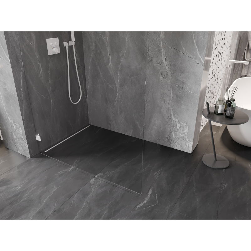 Mexen Lunar Walk-in zuhanyfal bal 140 x 200 cm, átlátszó 8 mm, fehér - 830-140-000-20-00-L