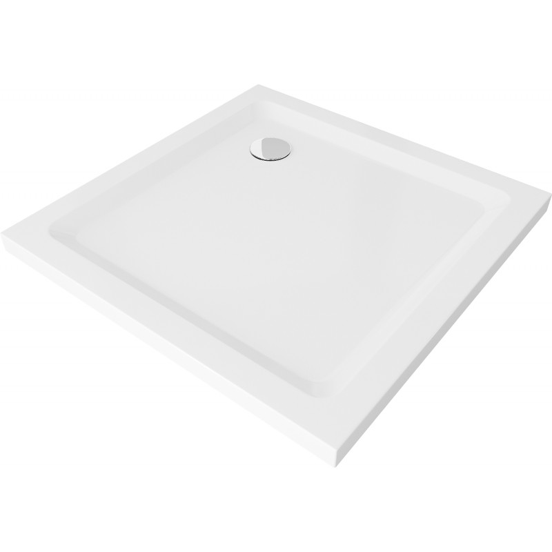 Mexen Flat slim négyzet alakú zuhanytálca 70 x 70 cm, fehér, króm szifon - 40107070