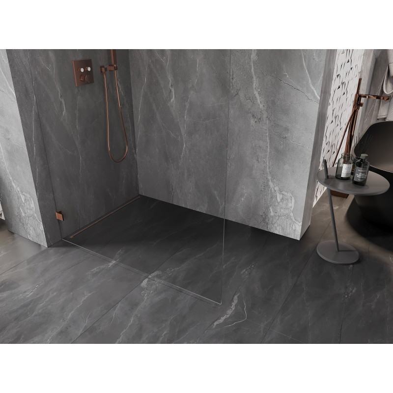 Mexen Lunar Walk-in zuhanyfal bal 130 x 200 cm, átlátszó 8 mm, rózsaszín arany - 830-130-000-60-00-L