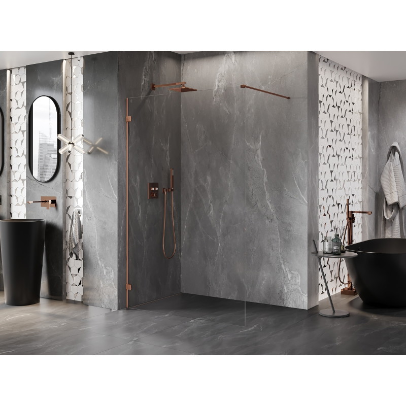 Mexen Lunar Walk-in zuhanyfal bal 130 x 200 cm, átlátszó 8 mm, rózsaszín arany - 830-130-000-60-00-L