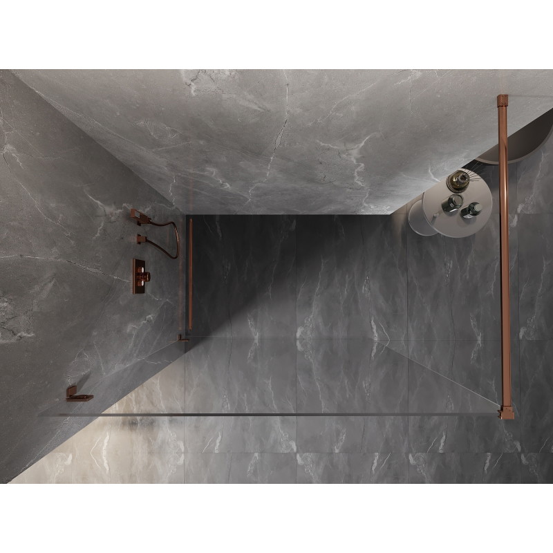 Mexen Lunar Walk-in zuhanyfal bal 130 x 200 cm, átlátszó 8 mm, rózsaszín arany - 830-130-000-60-00-L