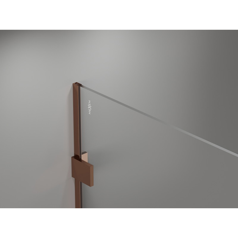 Mexen Lunar Walk-in zuhanyfal bal 130 x 200 cm, átlátszó 8 mm, rózsaszín arany - 830-130-000-60-00-L