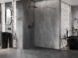 Mexen Lunar perete duș Walk-in stânga 140 x 200 cm, transparent 8 mm, metal armat - 830-140-000-95-00-L