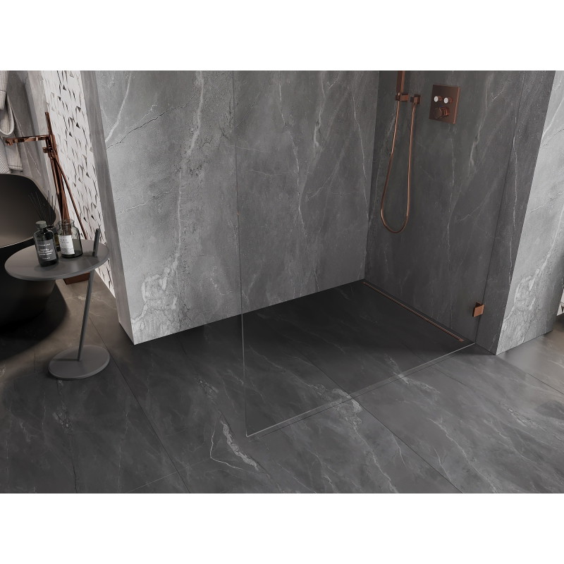 Mexen Lunar Walk-in zuhanyfal, jobb oldali 60 x 200 cm, átlátszó 8 mm, rózsaarany - 830-060-000-60-00-P