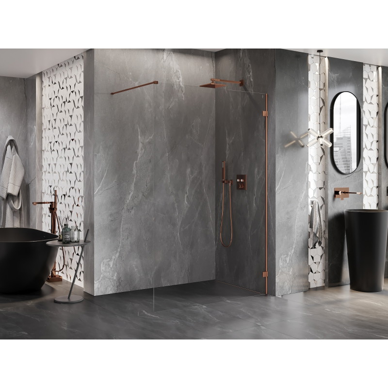 Mexen Lunar Walk-in zuhanyfal, jobb oldali 60 x 200 cm, átlátszó 8 mm, rózsaarany - 830-060-000-60-00-P