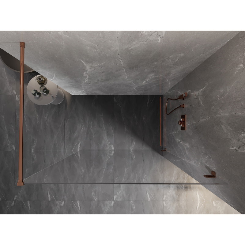 Mexen Lunar Walk-in zuhanyfal, jobb oldali 60 x 200 cm, átlátszó 8 mm, rózsaarany - 830-060-000-60-00-P