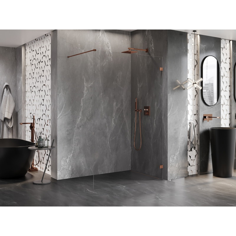 Mexen Lunar Walk-in zuhanyfal, jobb oldali 60 x 200 cm, átlátszó 8 mm, rózsaarany - 830-060-000-60-00-P