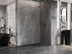 Mexen Lunar Walk-in zuhanyfal, jobb oldali 60 x 200 cm, átlátszó 8 mm, rózsaarany - 830-060-000-60-00-P