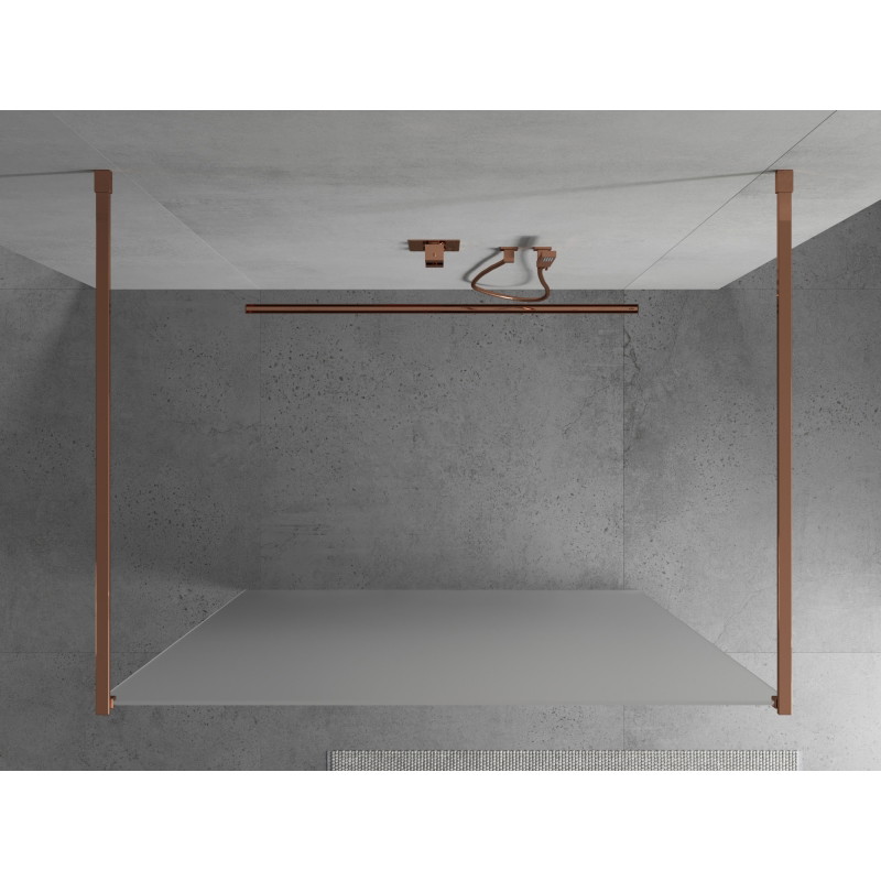 Mexen Kioto 100 x 200 cm szabadon álló zuhanyfal, fagyott 8 mm, rózsaarany - 800-100-002-60-30